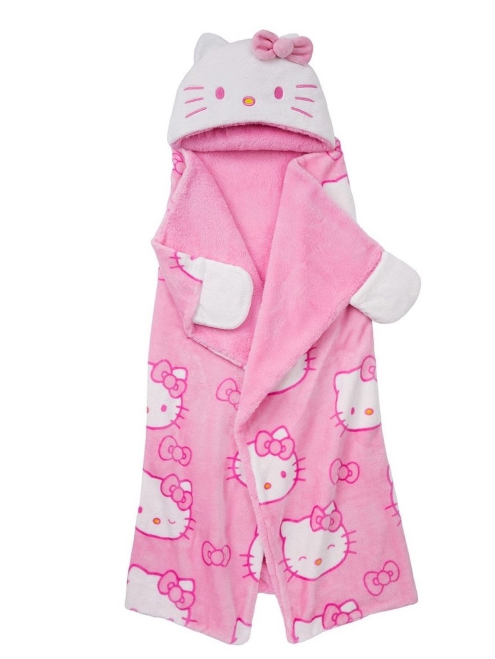 Hello Kitty Pink Hooded Kids Throw Blanket Wrap